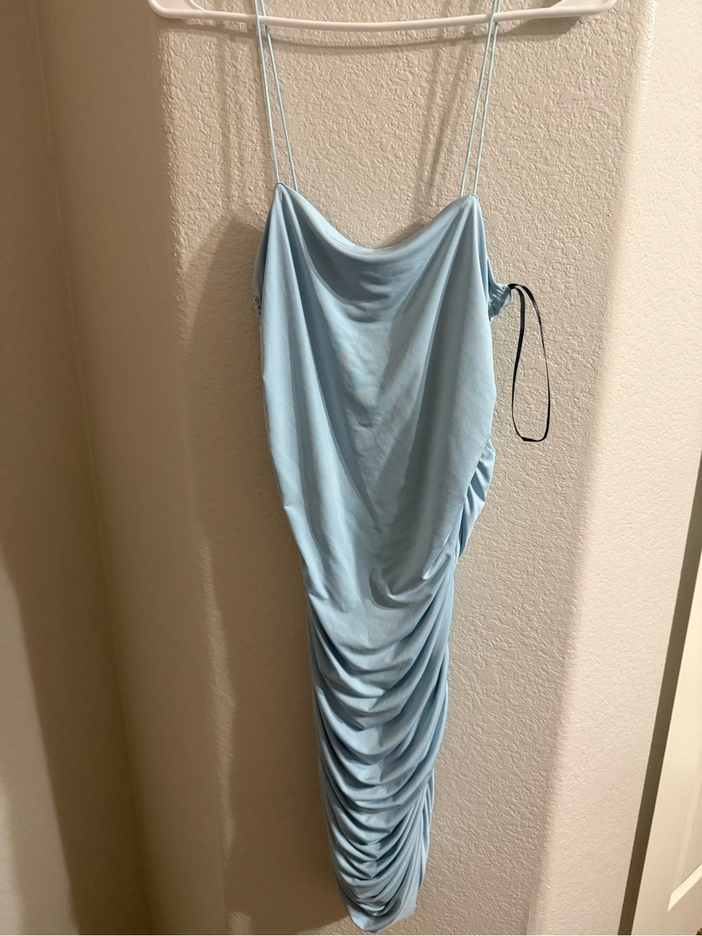 Forever 21 Light Blue Cowl Neck Ruched Midi Dress